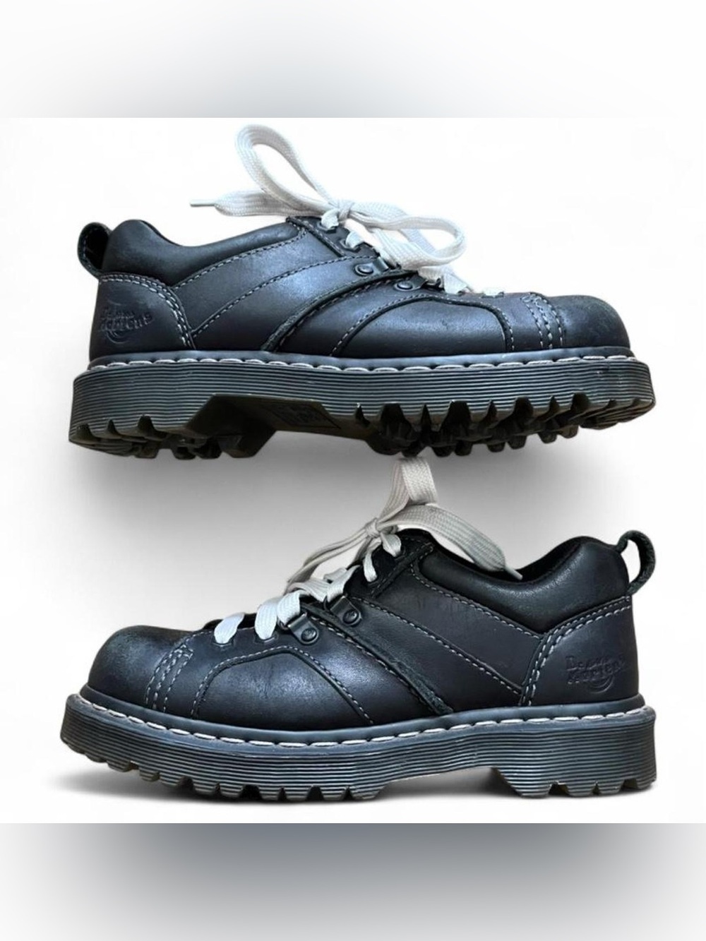 Vintage Dr. Martens Black Leather Low-Top Lugged Chunky Oxford Sneakers